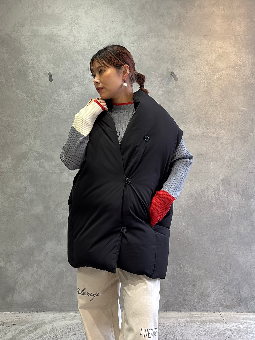 【再入荷】3カラー配色リブニット／LHELBIE