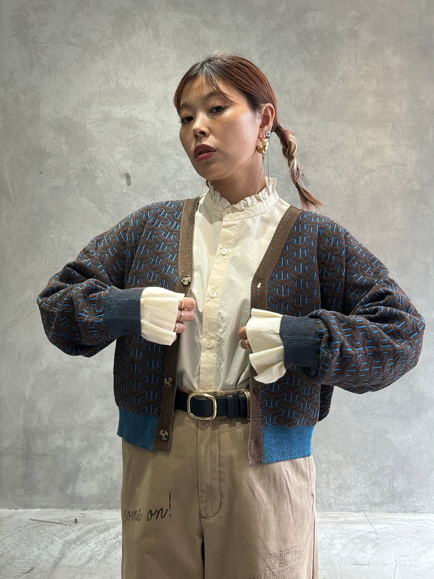 連続柄ニットカーディガン／LE MÉLANGE