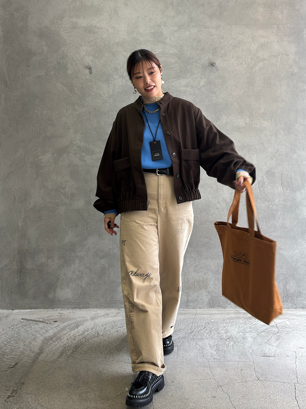 ワイドスリーブウーリーショートブルゾン／CYAN tokyo