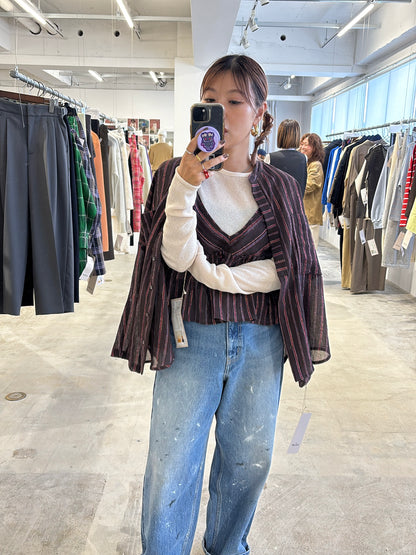 受付終了【予約販売】ストライプ柄・チェック柄シャツ／8613211／LE MÉLANGE