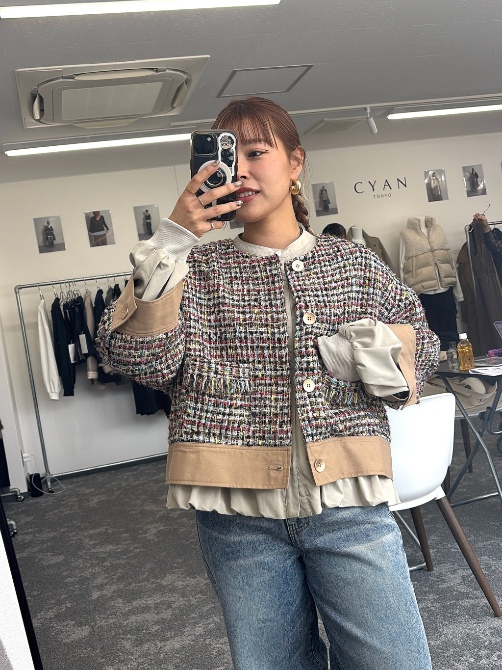 【予約⚡︎販売】ハーフスリーブ MIXツイードJK／604483／CYAN tokyo／2026 AW#1