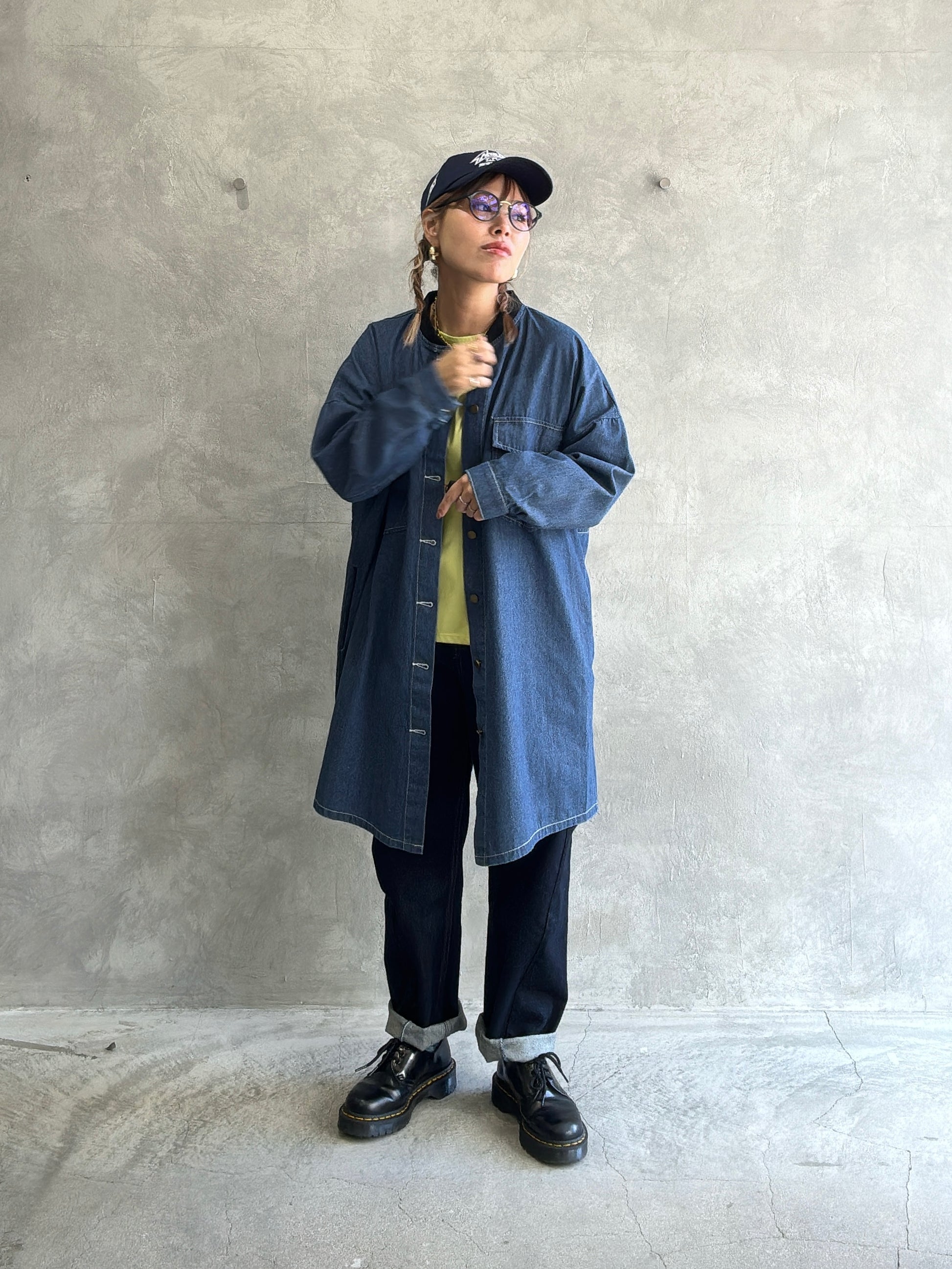 ロングデニムシャツ