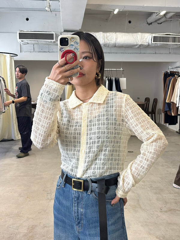 【予約⚡︎販売】ストレッチチェックレースカーディガン／8711101／LE MÉLANGE／2027 SS #1