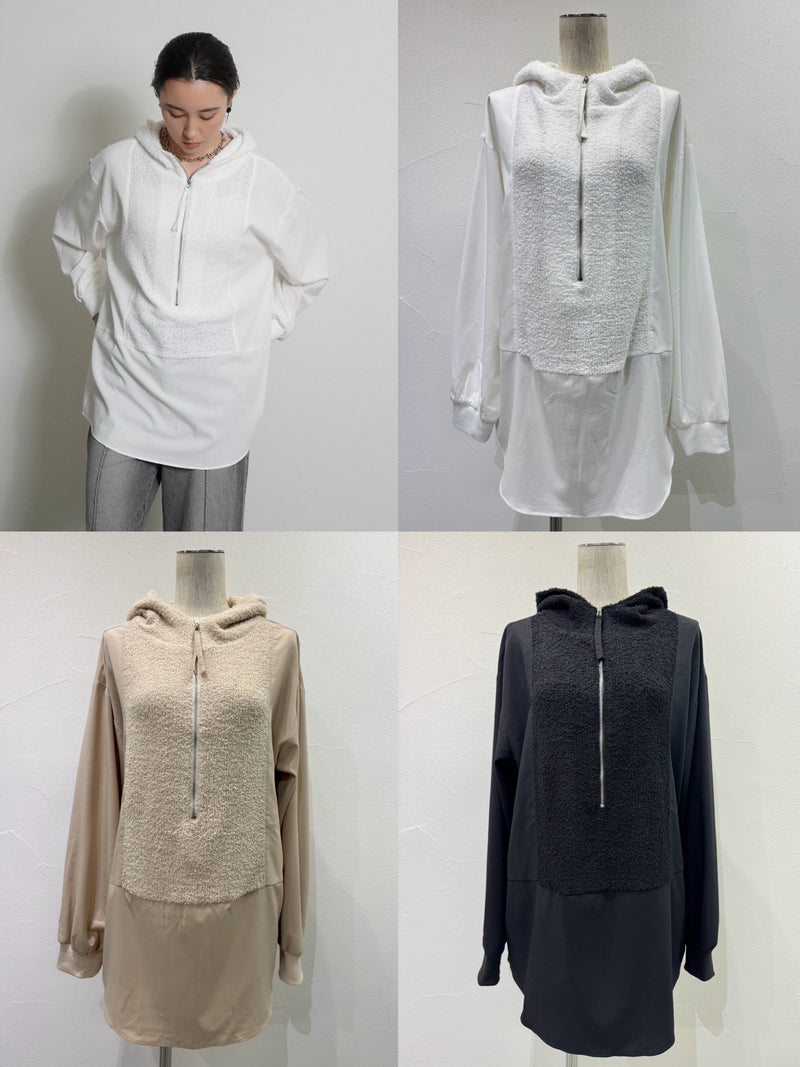 【予約⚡︎販売】パイルフーディスリットプルオーバー／604501／CYAN tokyo／2026 AW#1