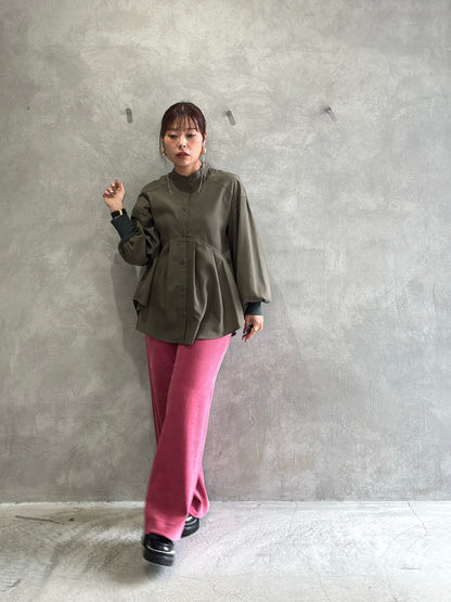 コーデュロイジャージーセミワイドパンツ／trois