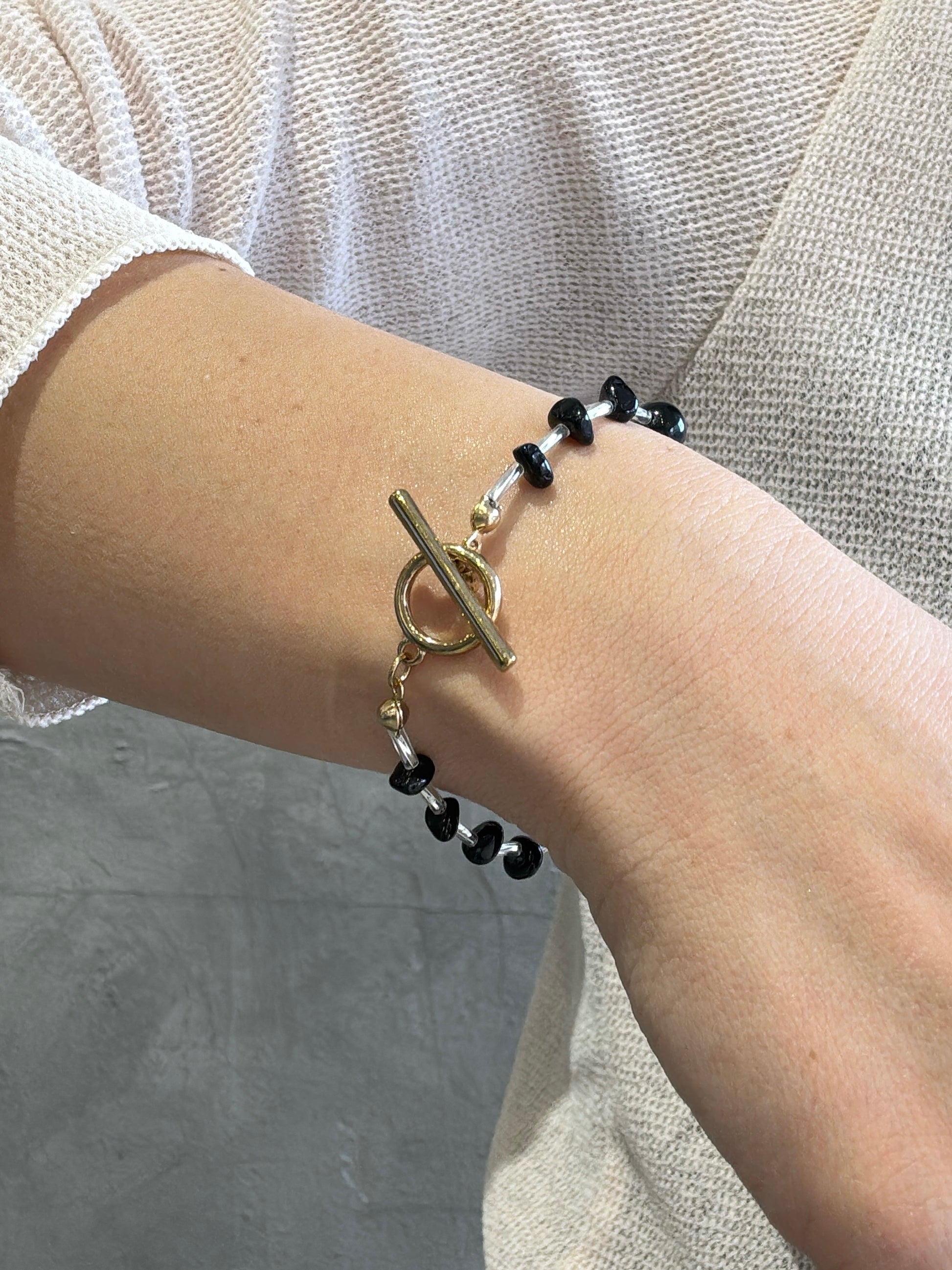 【予約販売】ブラックビーズmixブレスレット