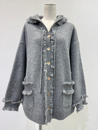 【予約⚡︎販売】トリムフリンジニットフーディ／604508／CYAN tokyo／2026 AW#1