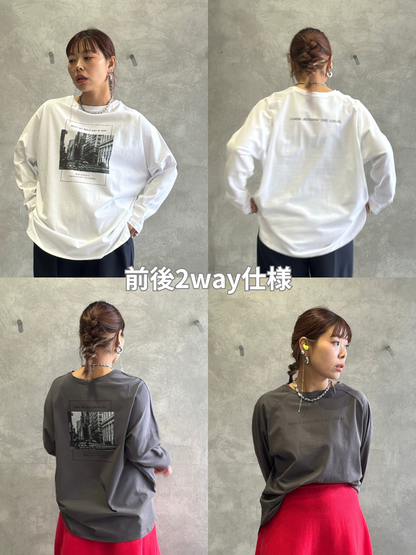 2way（ビル＆ロゴ）プリントカットソー／Dignite collier