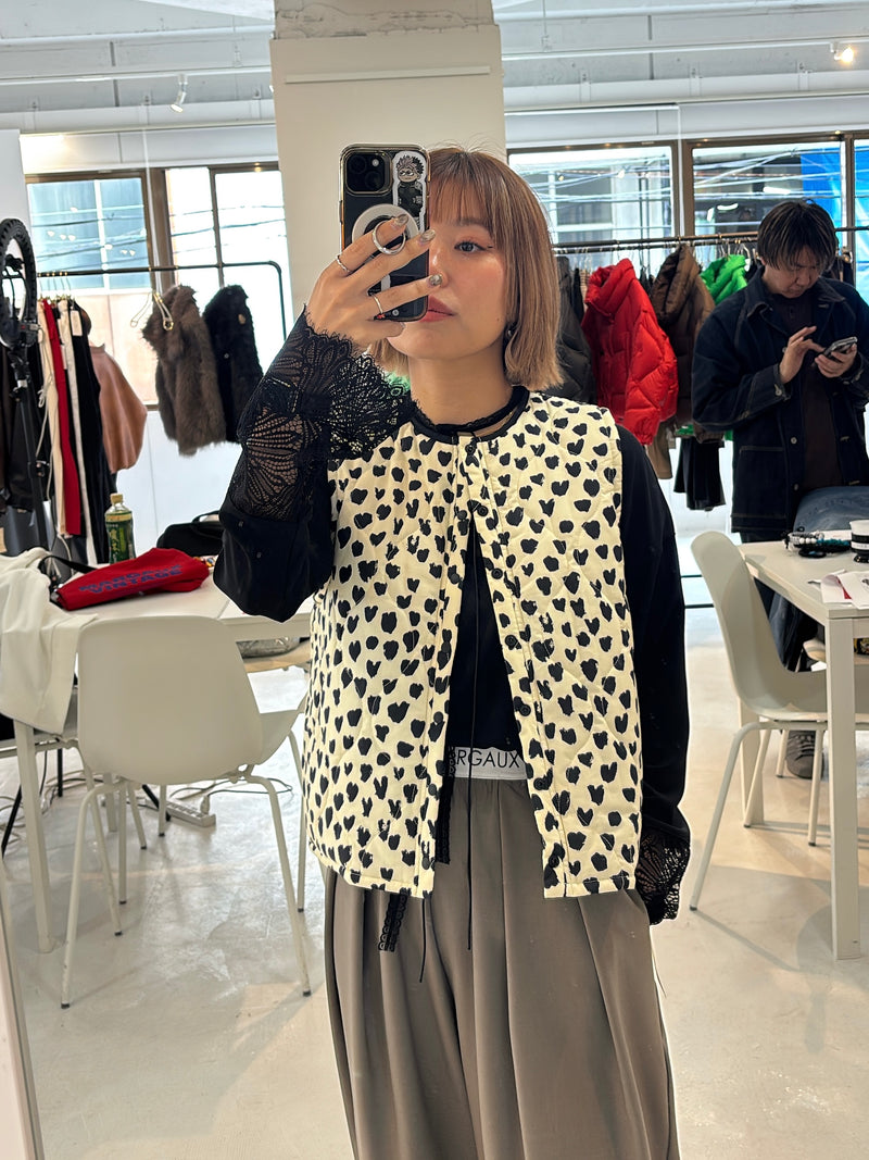 受付終了【予約⚡︎販売】ハート柄パディングベスト／MG JK-26086-A／MARGAUX VINTAGE／2026 AW＃1