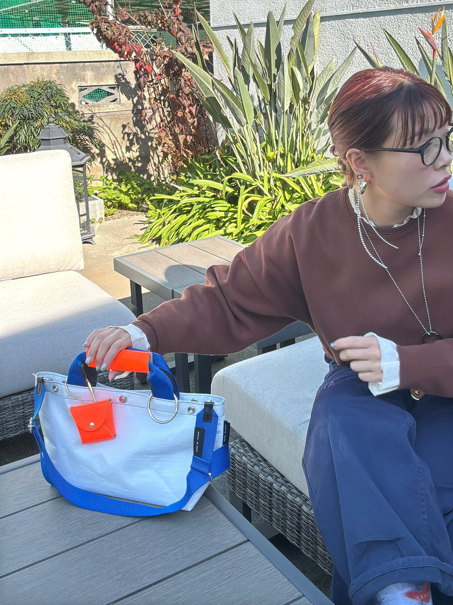 【予約販売】ブルー×チャコール（本体：ホワイト）／FACTORY OMOTO／BASIC TOTE