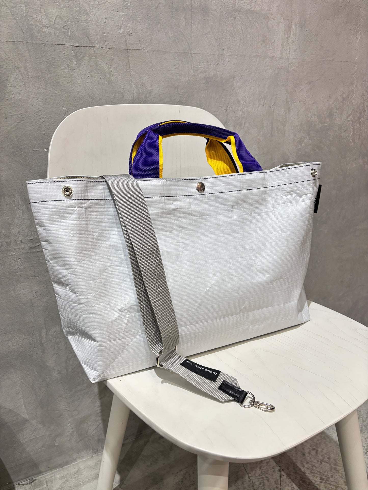 【予約販売】パープル×イエロー（本体：ホワイト）／FACTORY OMOTO／BASIC TOTE