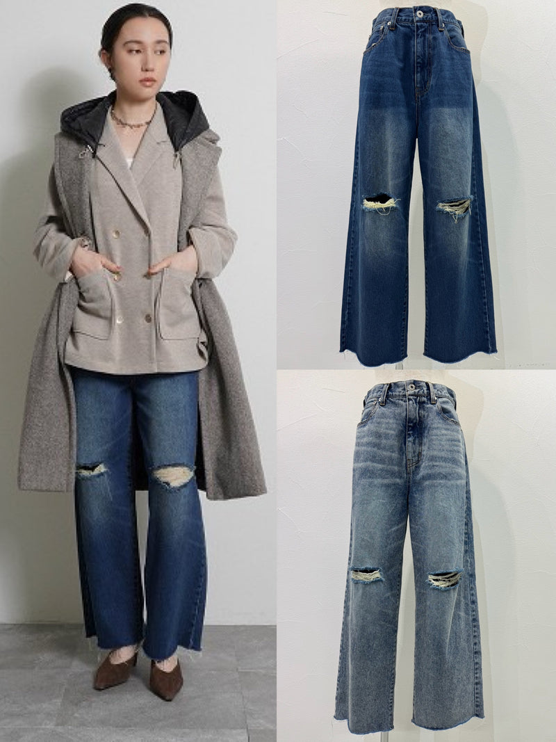 【予約⚡︎販売】クラッシュデニムヴィンテージワイドパンツ／604494／CYAN tokyo／2026 AW#1