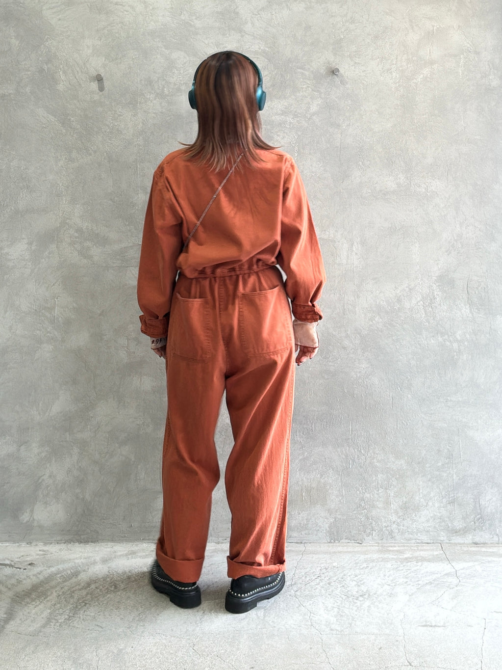 ヘリンボーンノーカラージャンプスーツ／LE MÉLANGE