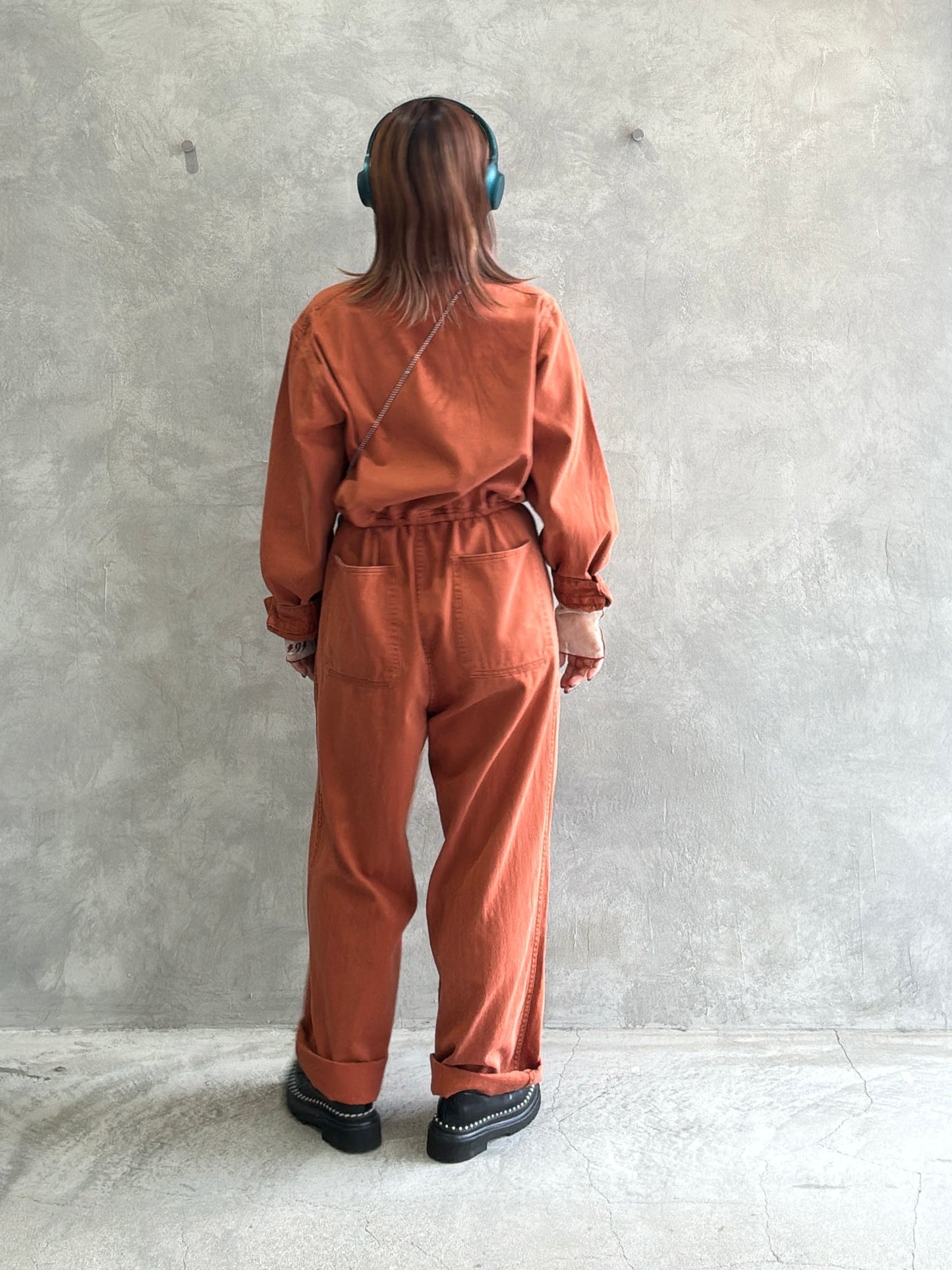 ヘリンボーンノーカラージャンプスーツ／LE MÉLANGE