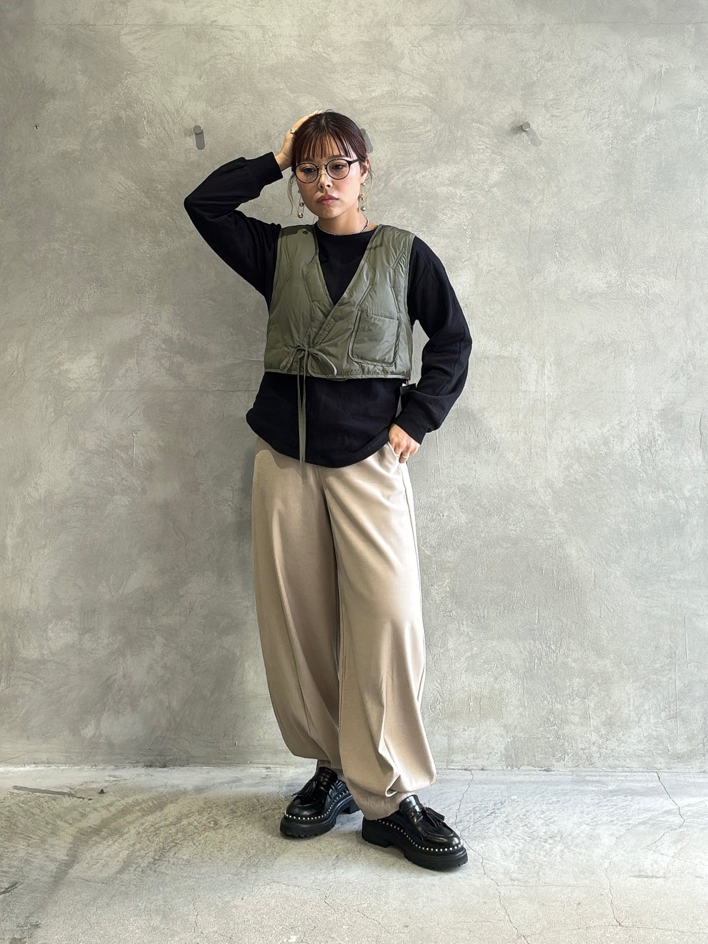 異素材ミックスカットソー／Dignite collier