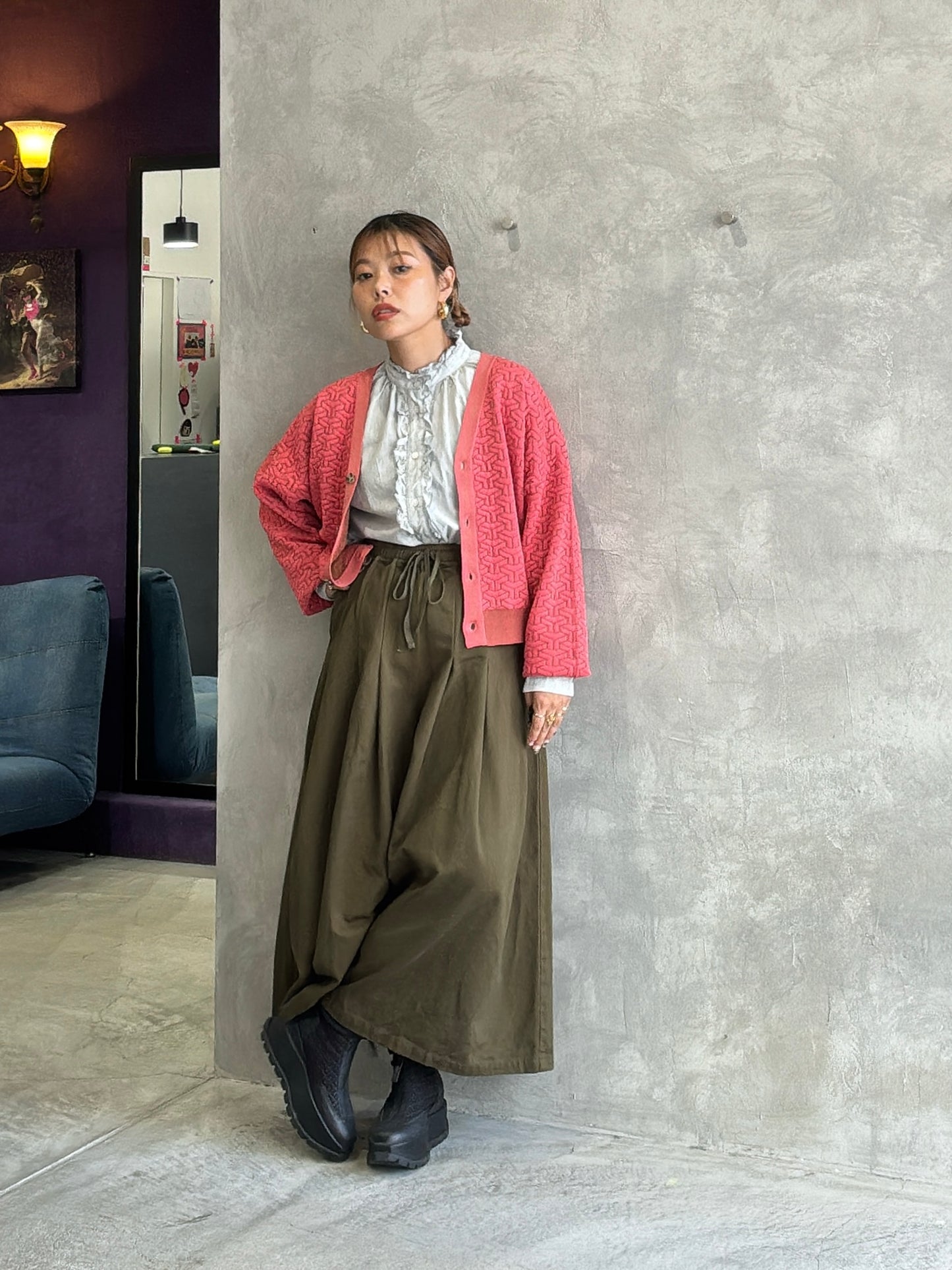 連続柄ニットカーディガン／LE MÉLANGE