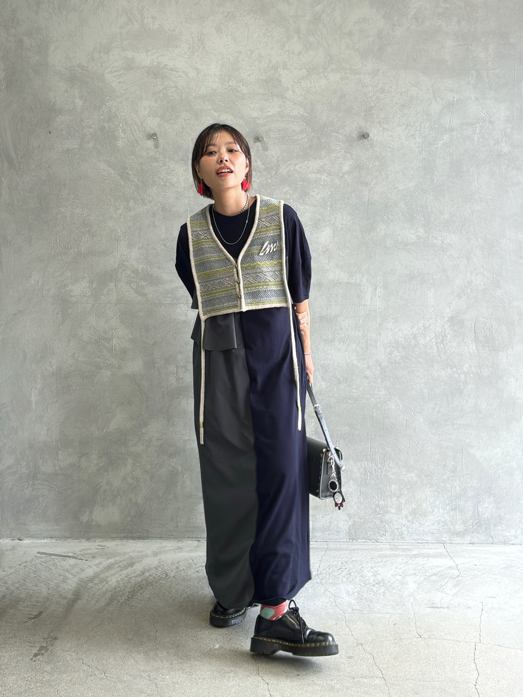 ジャガードVネックベスト／#8642701／LE MÉLANGE／2026 AW #1