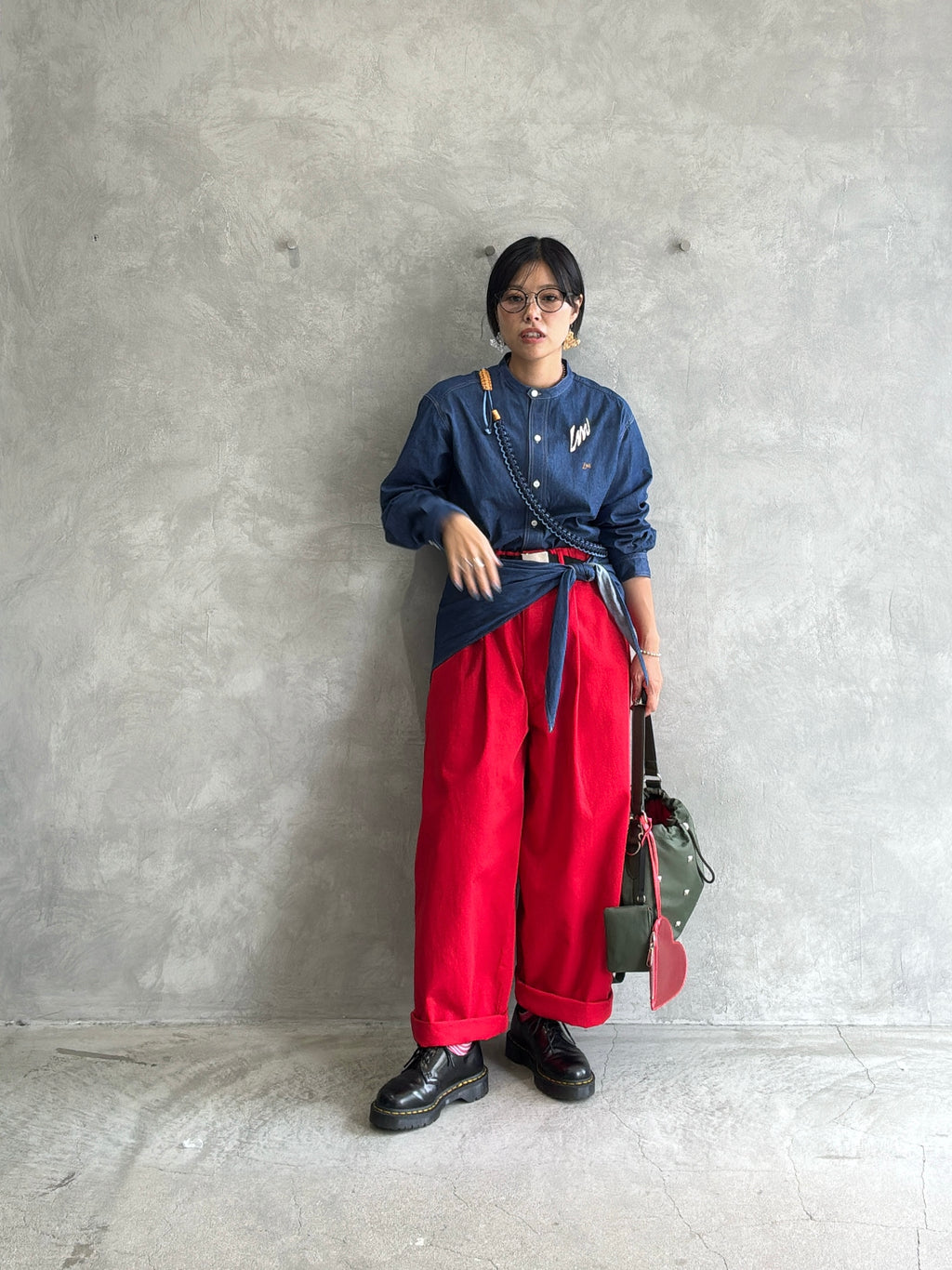 スタンドカラーデニムシャツ（スカーフ付き）／#8643203／LE MÉLANGE／2026 AW #1