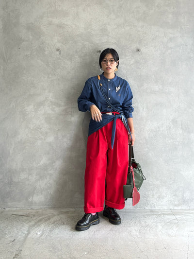 スタンドカラーデニムシャツ（スカーフ付き）／#8643203／LE MÉLANGE／2026 AW #1