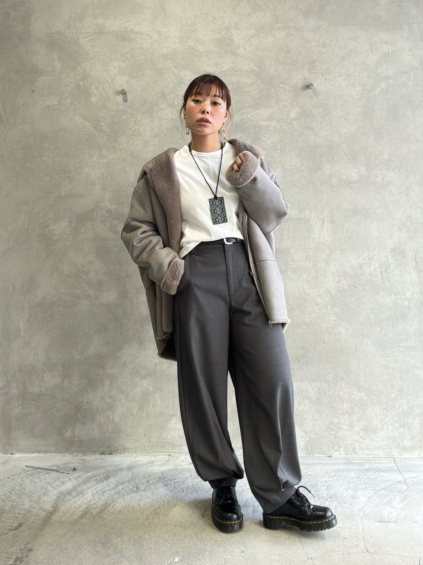 異素材ミックスカットソー／Dignite collier