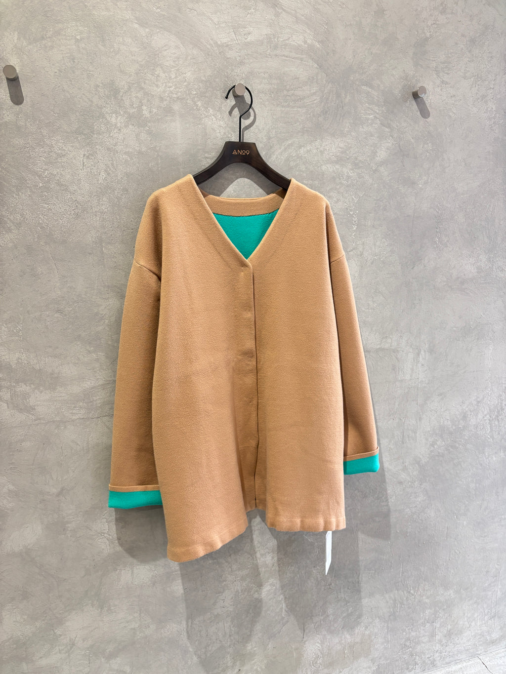 もちもちニットのバイカラーコートカーディガン