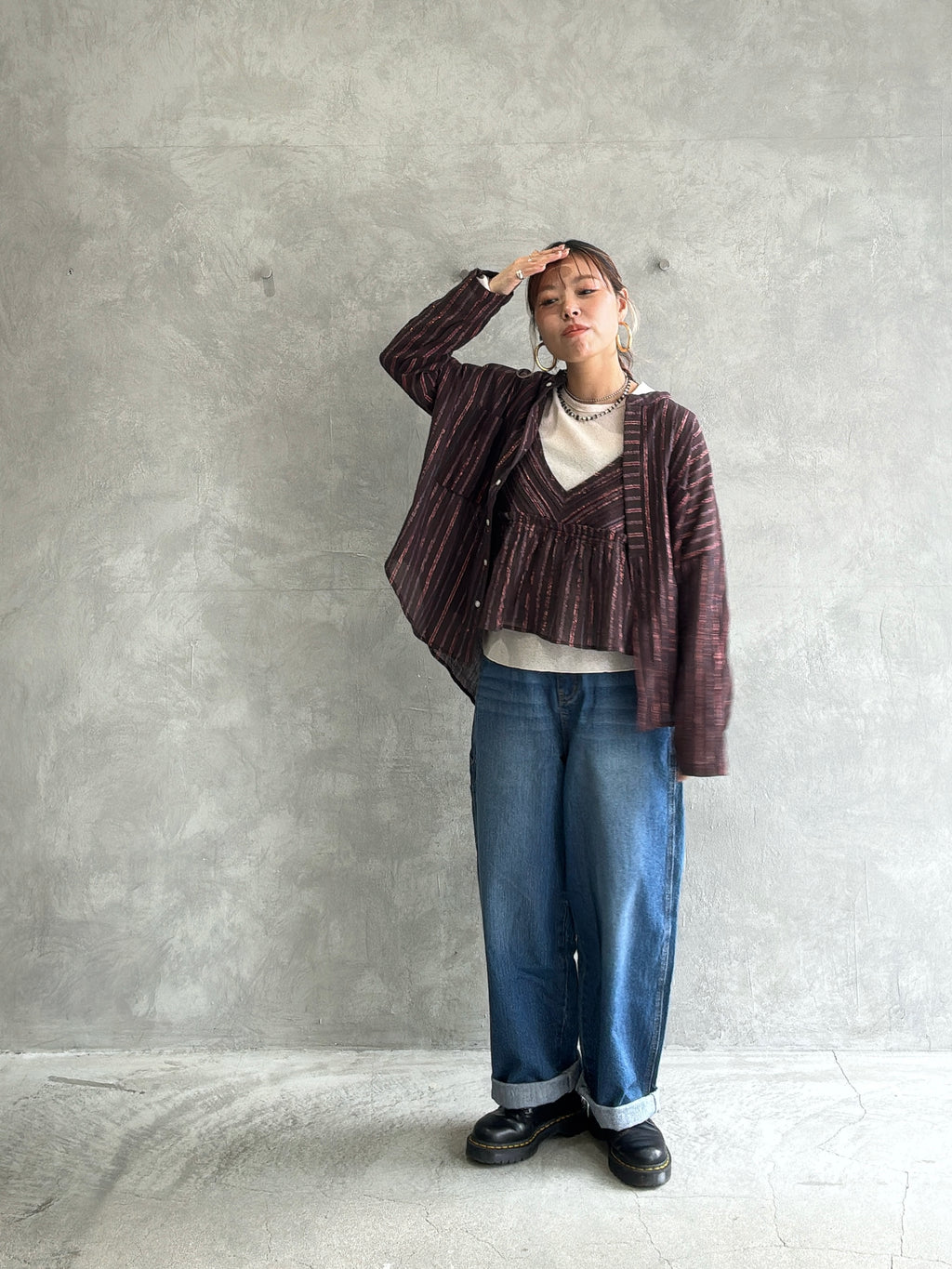 ストライプ柄シャツ／8613211／LE MÉLANGE