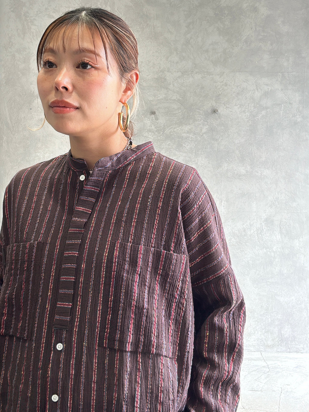 ストライプ柄シャツ／8613211／LE MÉLANGE
