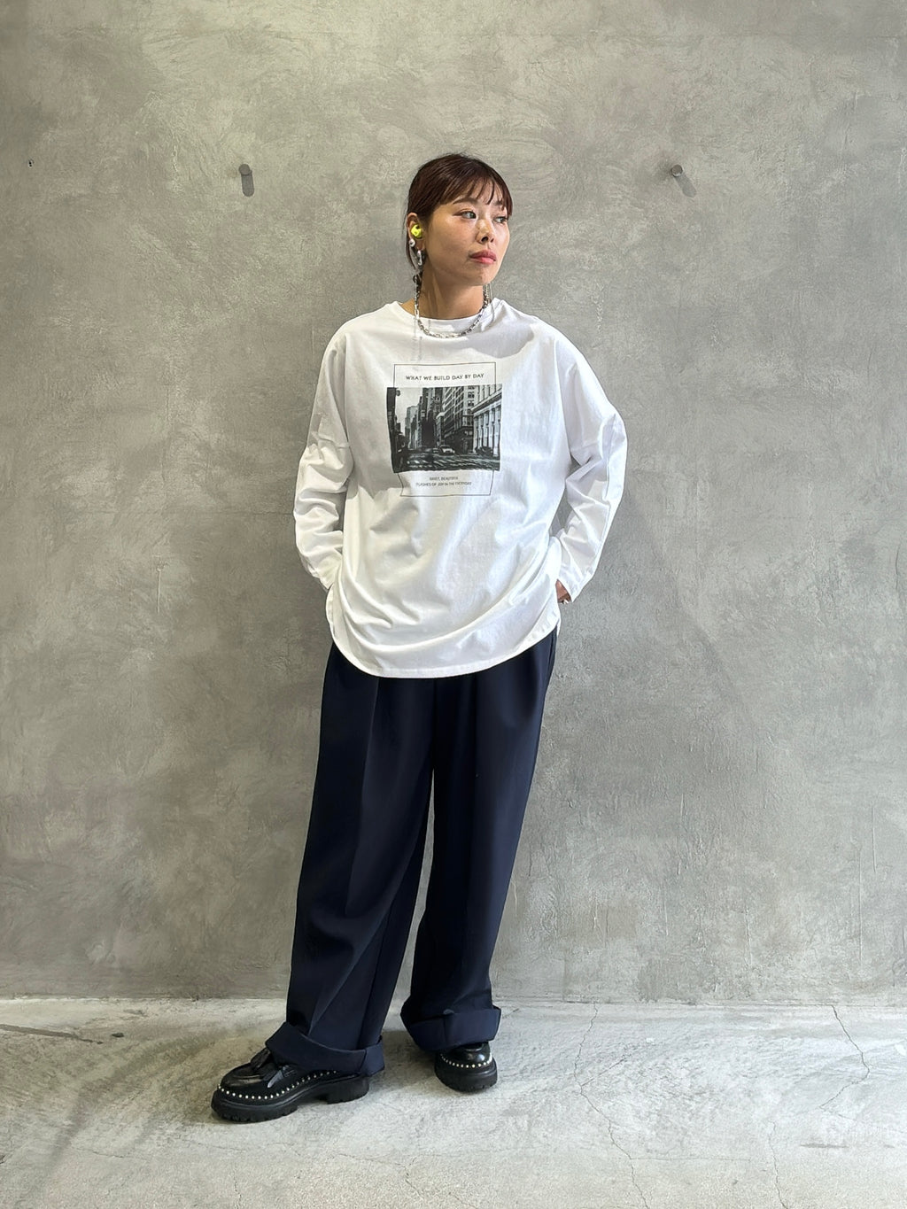 2way（ビル＆ロゴ）プリントカットソー／Dignite collier