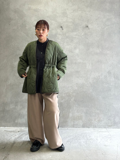 ピーチポプリンサイドテープワイドパンツ／trois