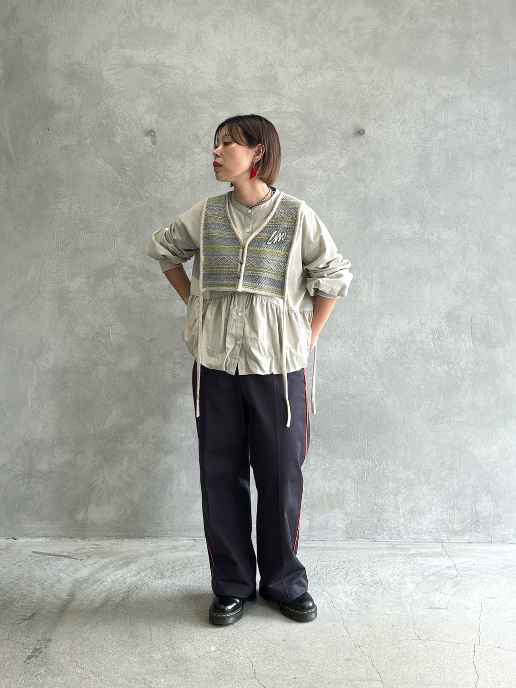 ジャガードVネックベスト／#8642701／LE MÉLANGE／2026 AW #1
