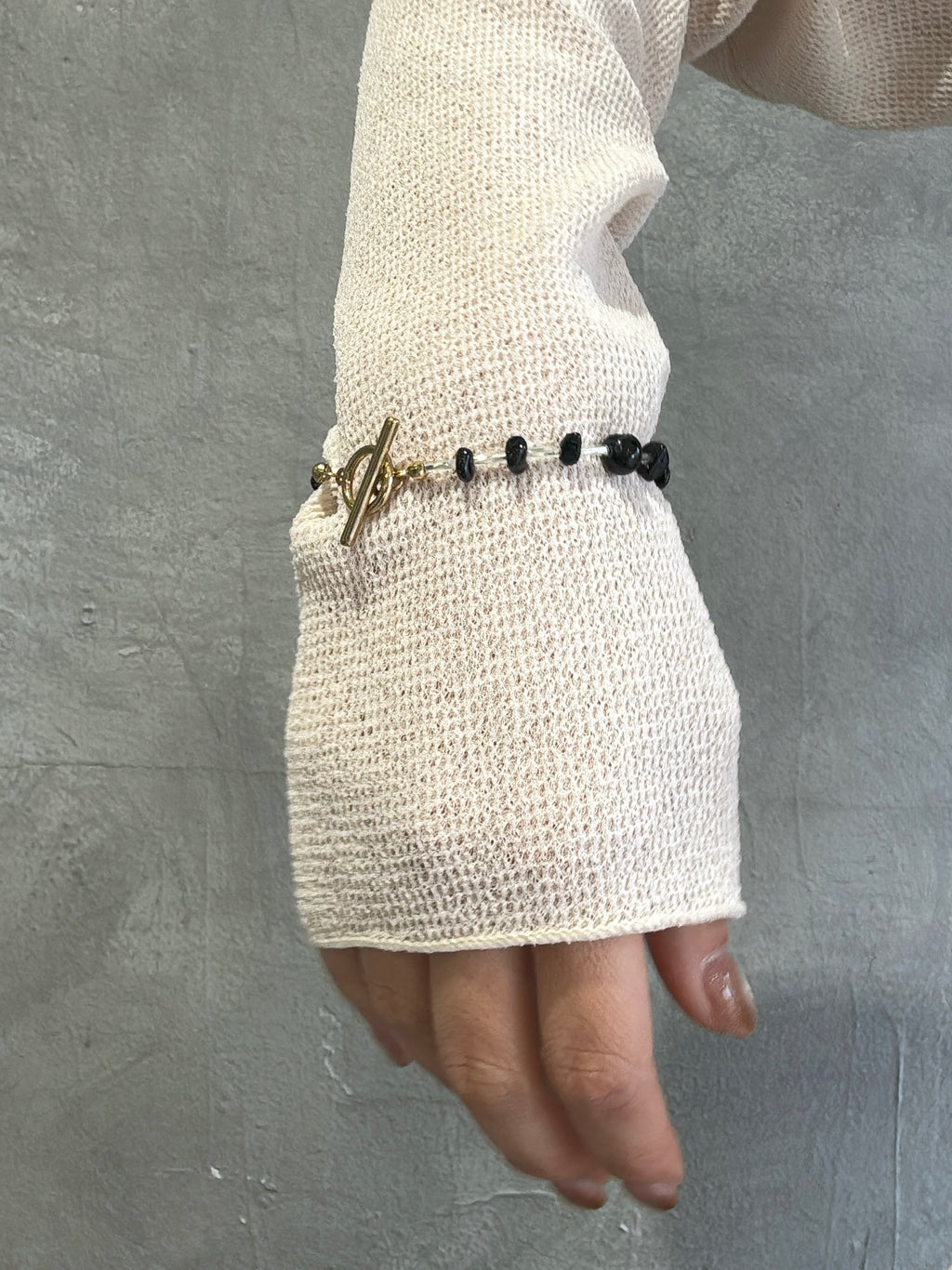 【予約販売】ブラックビーズmixブレスレット