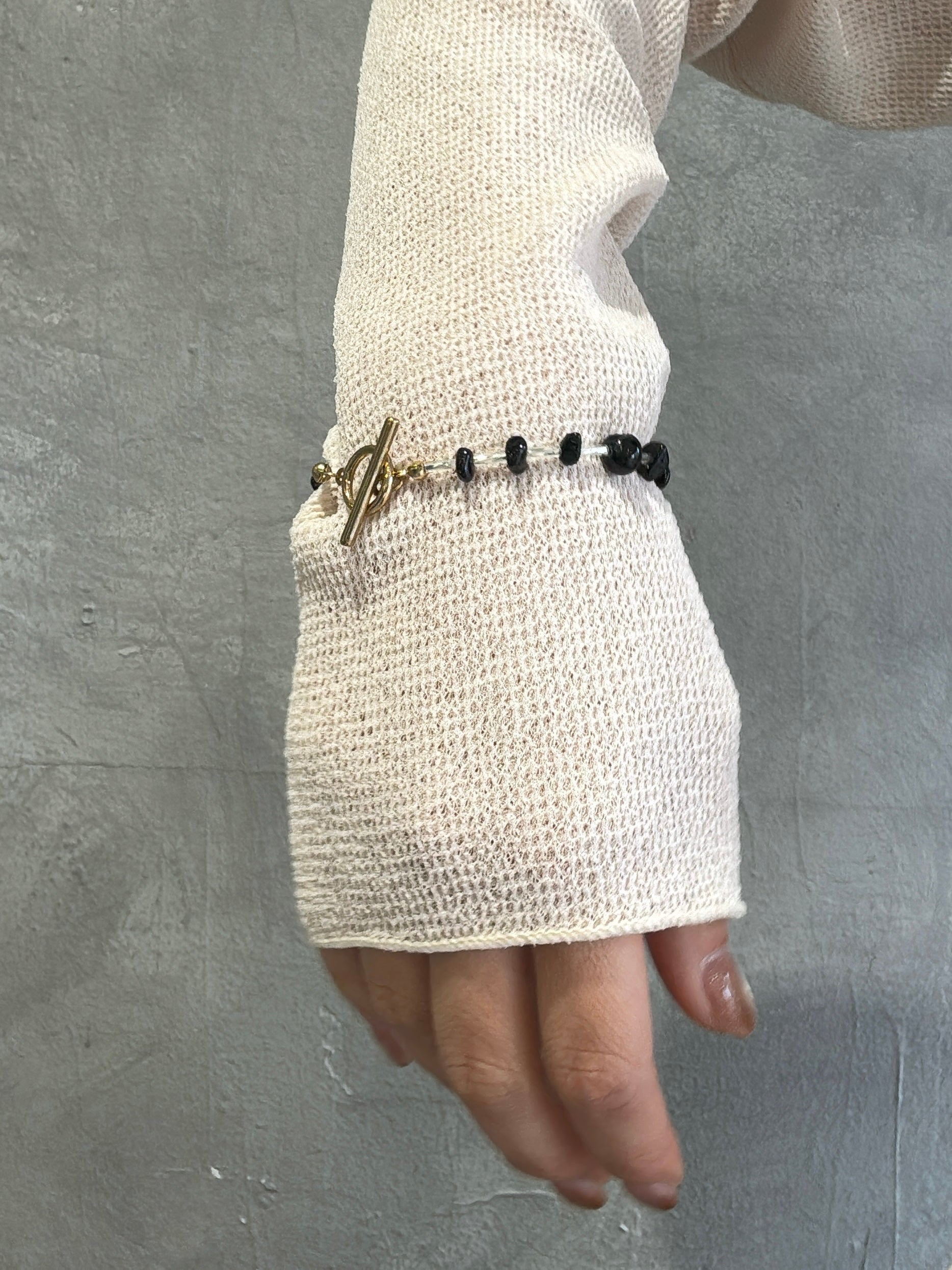 【予約販売】ブラックビーズmixブレスレット