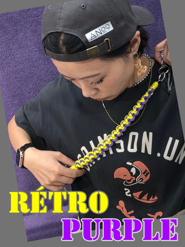 ⭐︎コラボ【予約販売】Rétro PURPLE／レトロパープル（パープル×イエロー）2way仕様スマホショルダー／ホイップウェーブ＆パール／受注生産