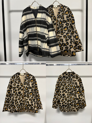 予約⚡︎販売】シャギージップコート（レオパード柄）／MG CO-26129-A