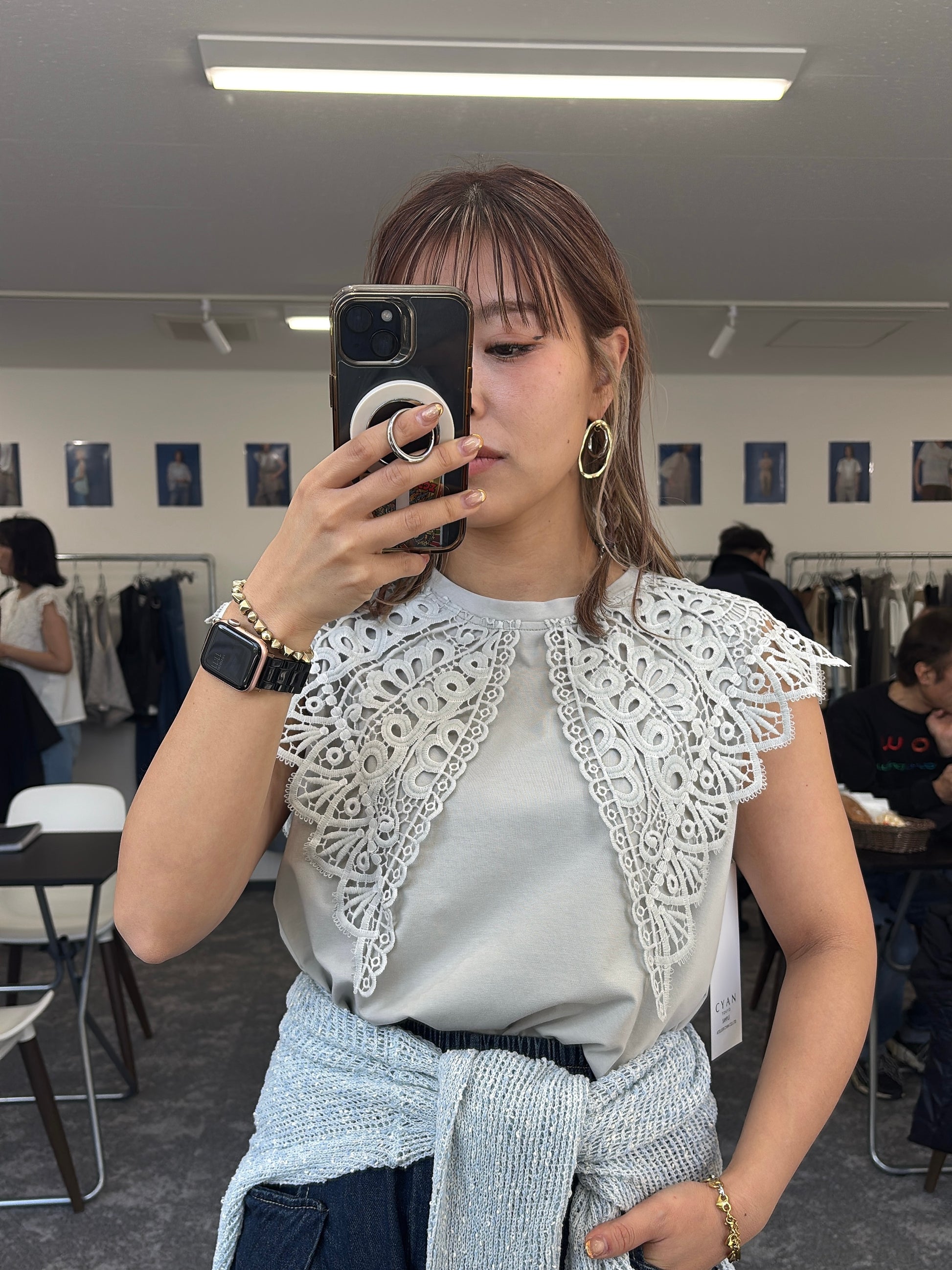 【予約販売】レースカラーノースリTOPS／601478／CYAN tokyo／2026 SS#2