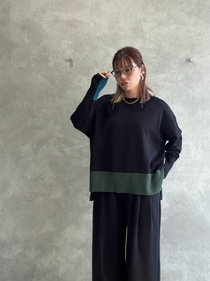 配色ドルマンニット