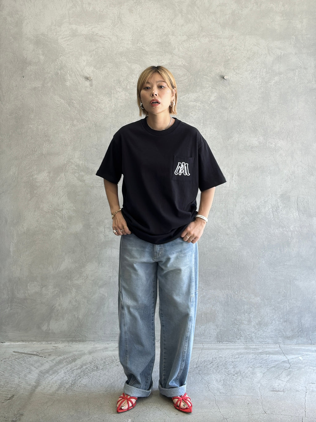 受付終了【予約販売】men'sサイズ／コード刺繍ポケット Tシャツ／ING