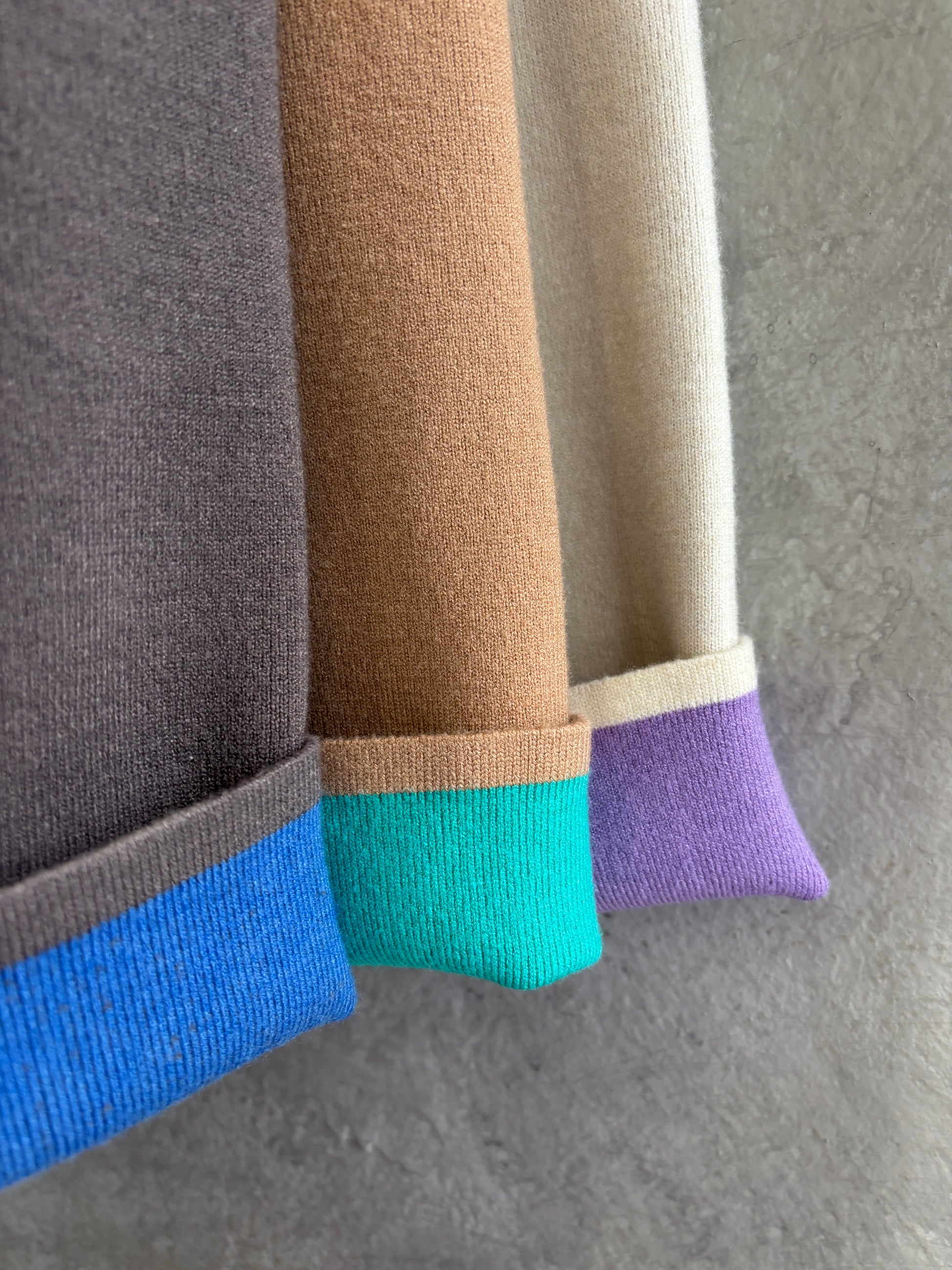 もちもちニットのバイカラーコートカーディガン