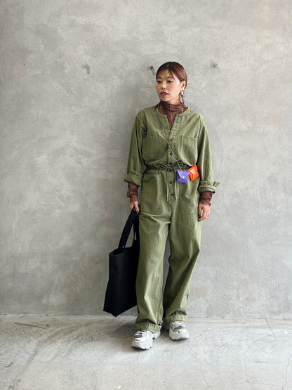 ヘリンボーンノーカラージャンプスーツ／LE MÉLANGE