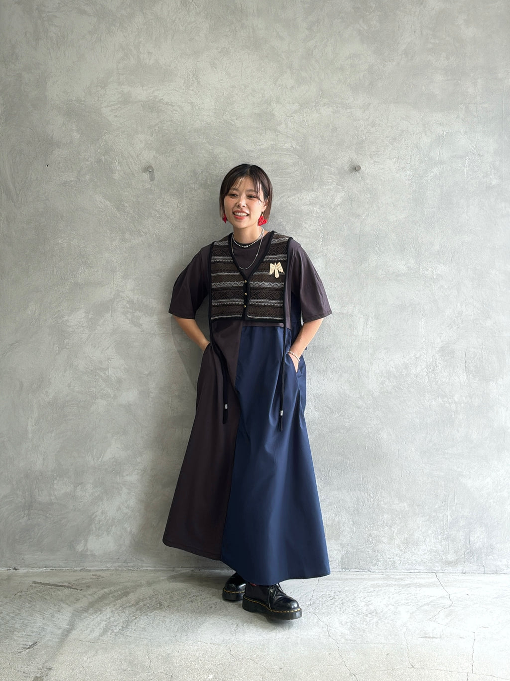 ジャガードVネックベスト／#8642701／LE MÉLANGE／2026 AW #1