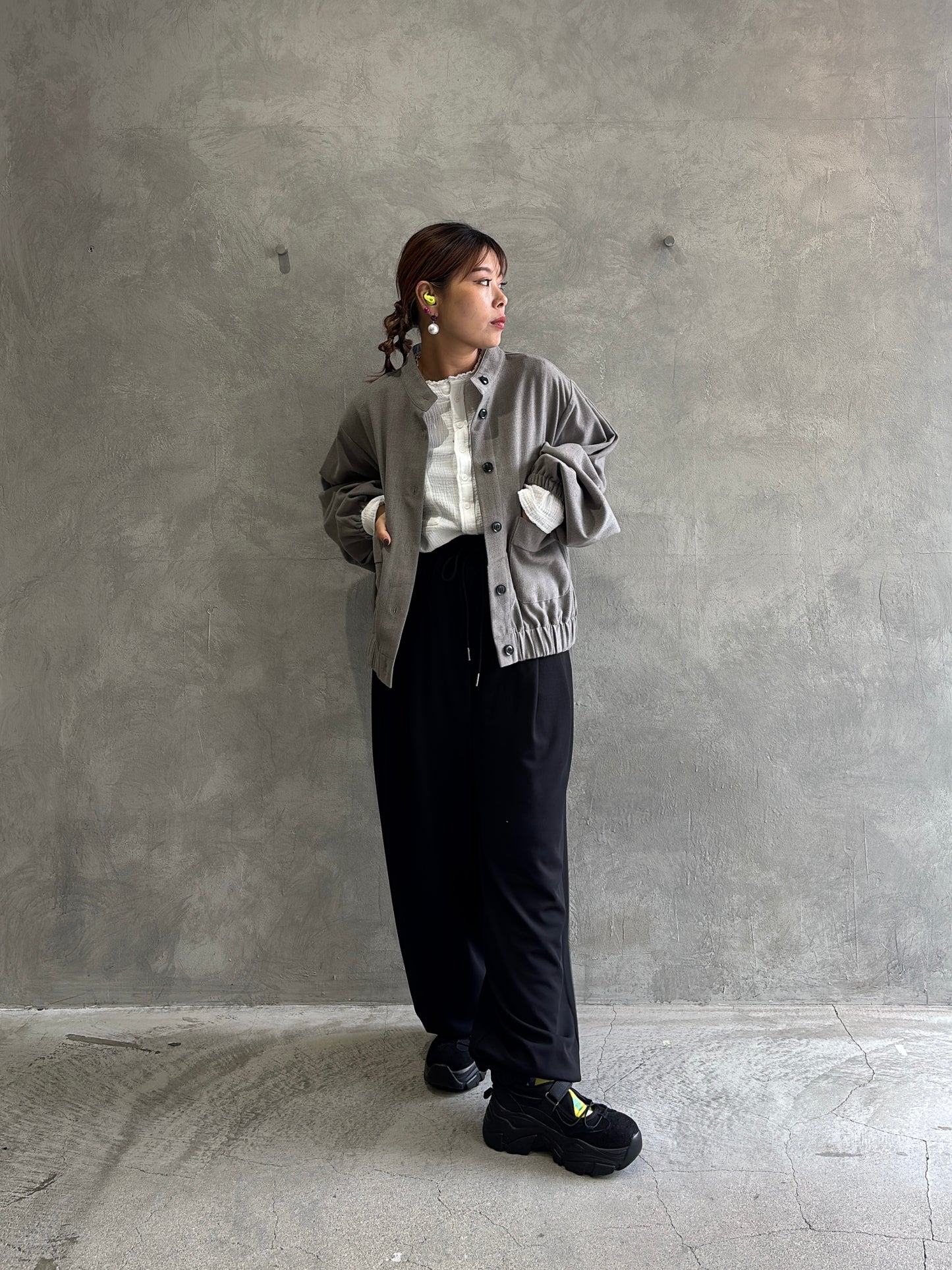 ワイドスリーブウーリーショートブルゾン／CYAN tokyo