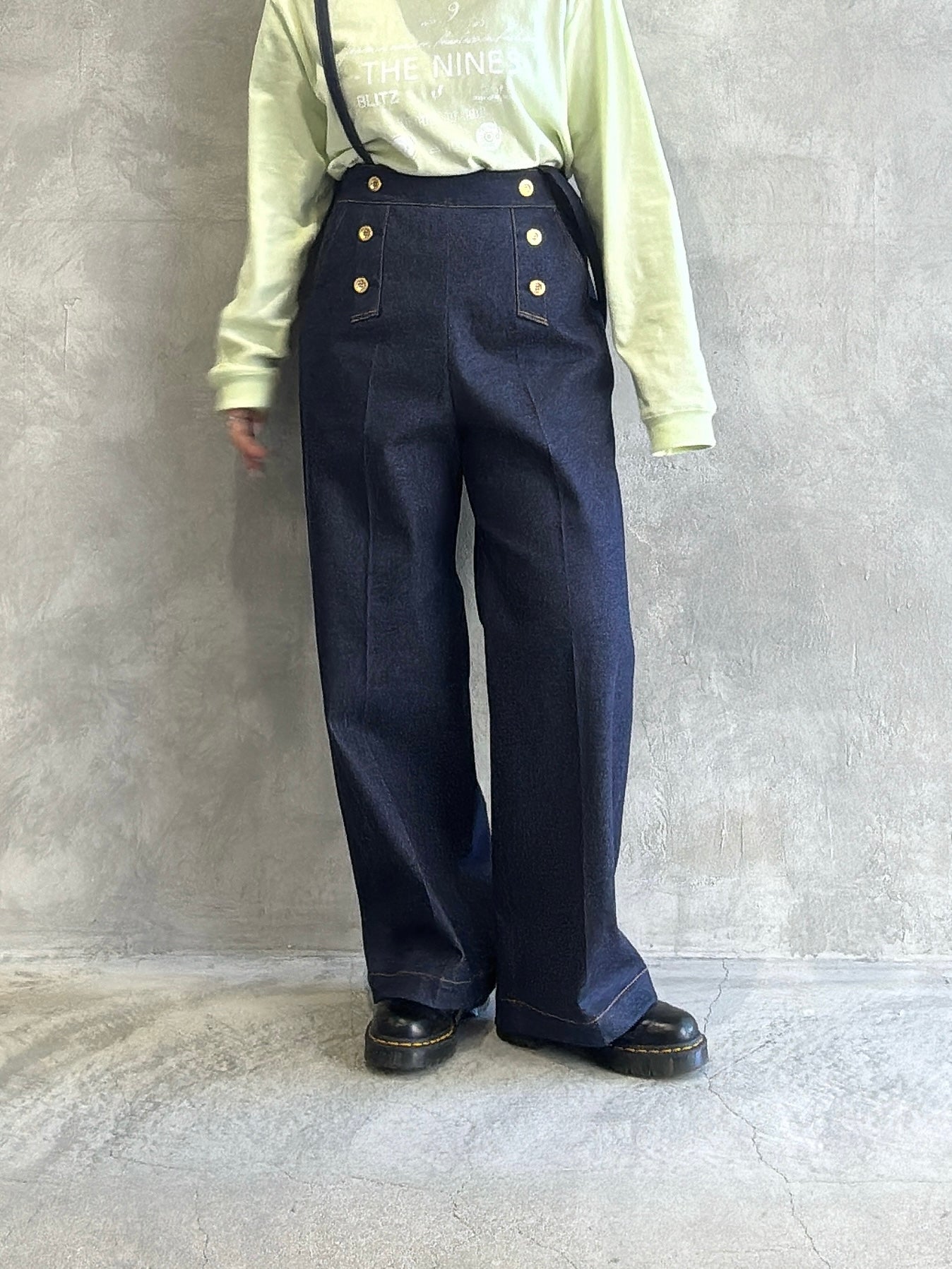 trois／ストレッチデニムストラップマリンパンツ