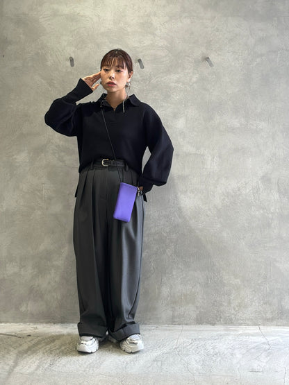 衿付きミラノリブニット／palm RICHE