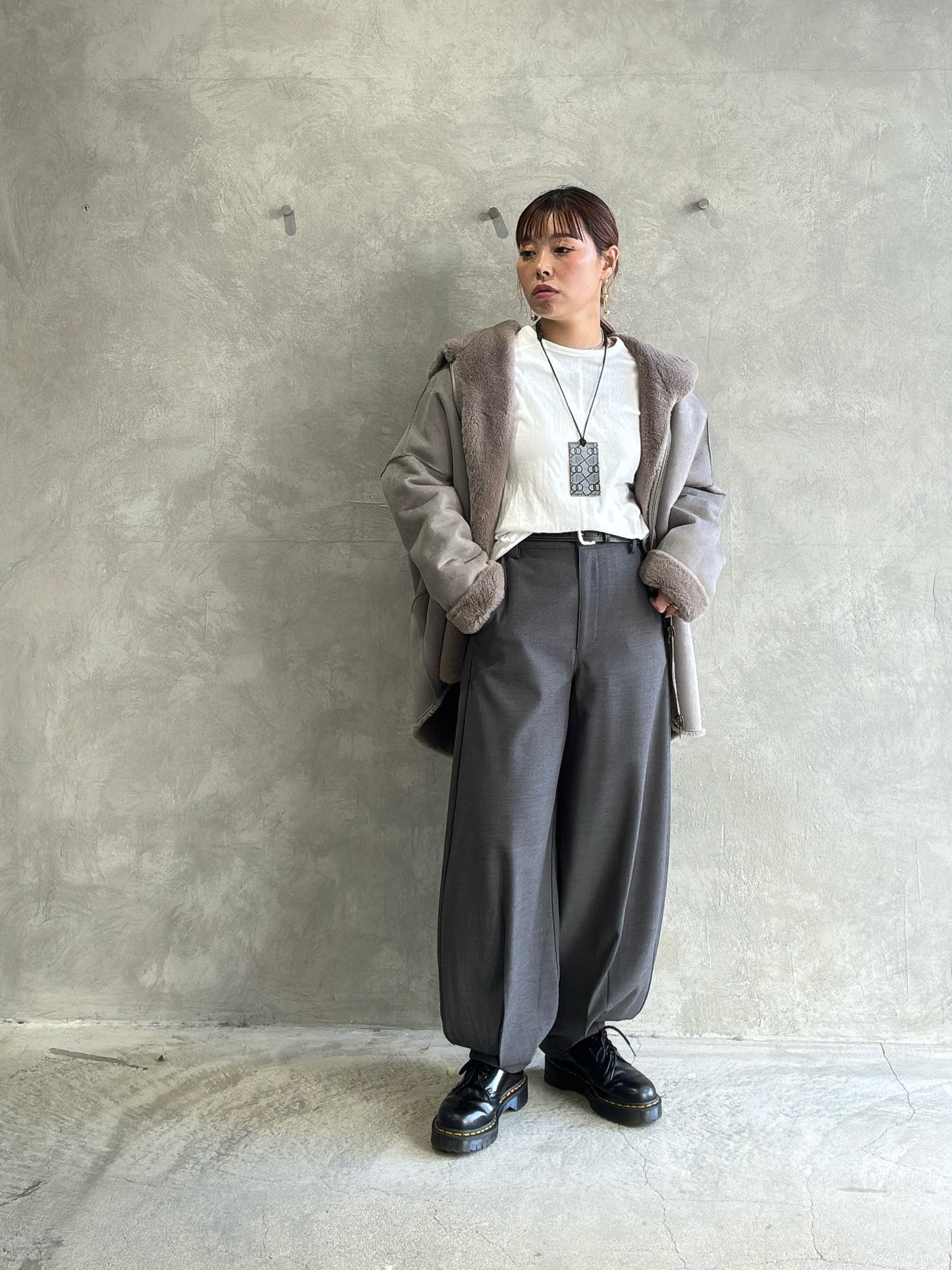 異素材ミックスカットソー／Dignite collier