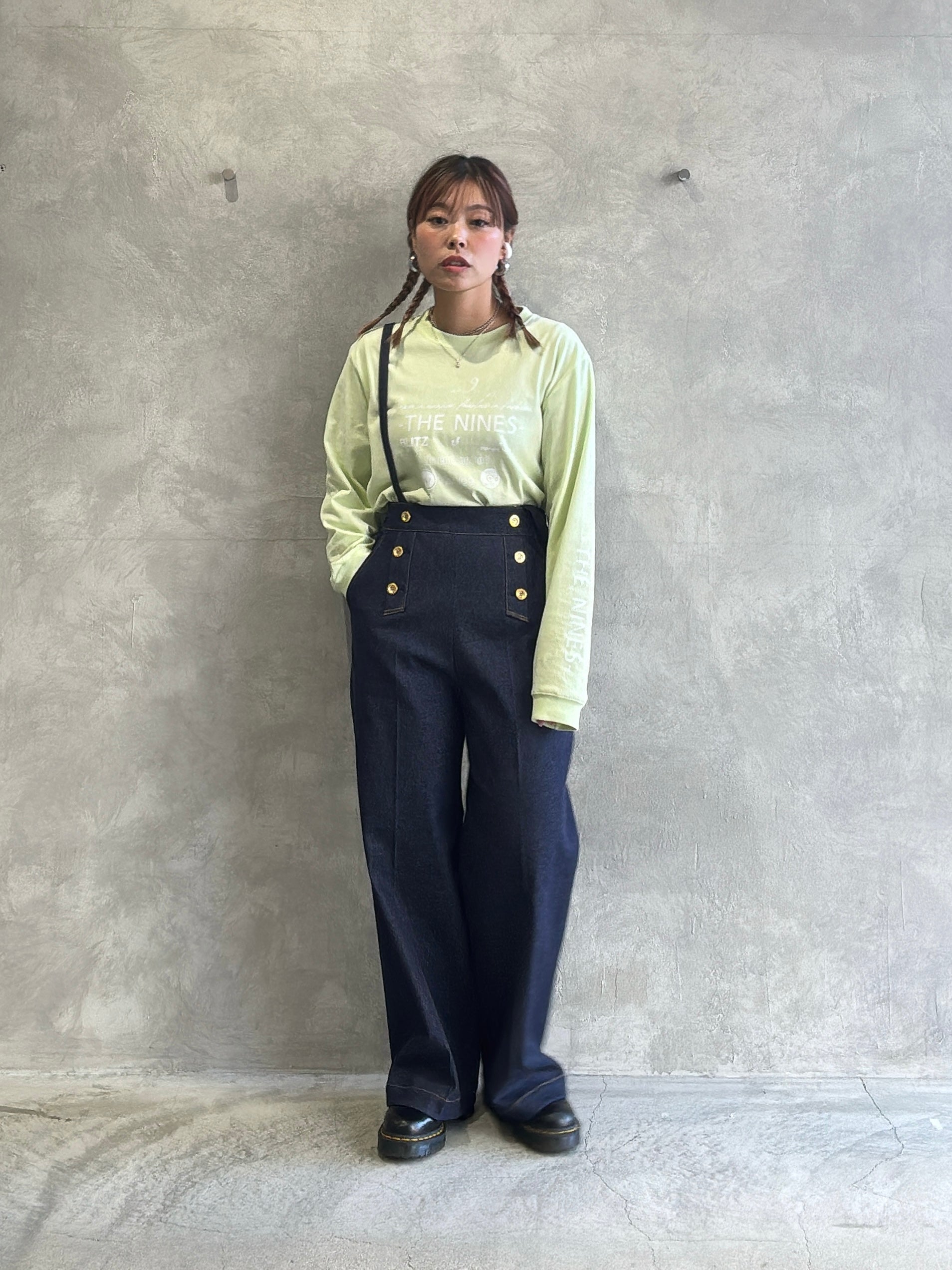 trois／ストレッチデニムストラップマリンパンツ