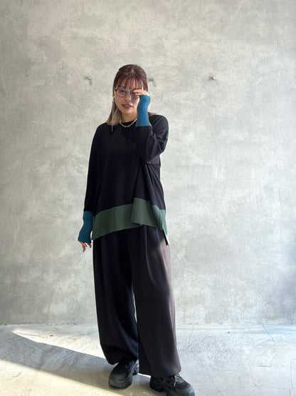 配色ドルマンニット