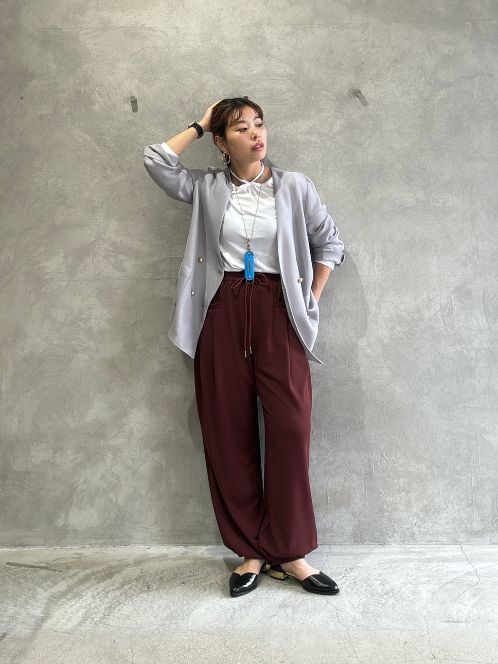 メッシュノーカラージャケット／Dignite collier