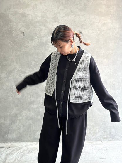 透かしアーガイルニットベスト／CYAN tokyo