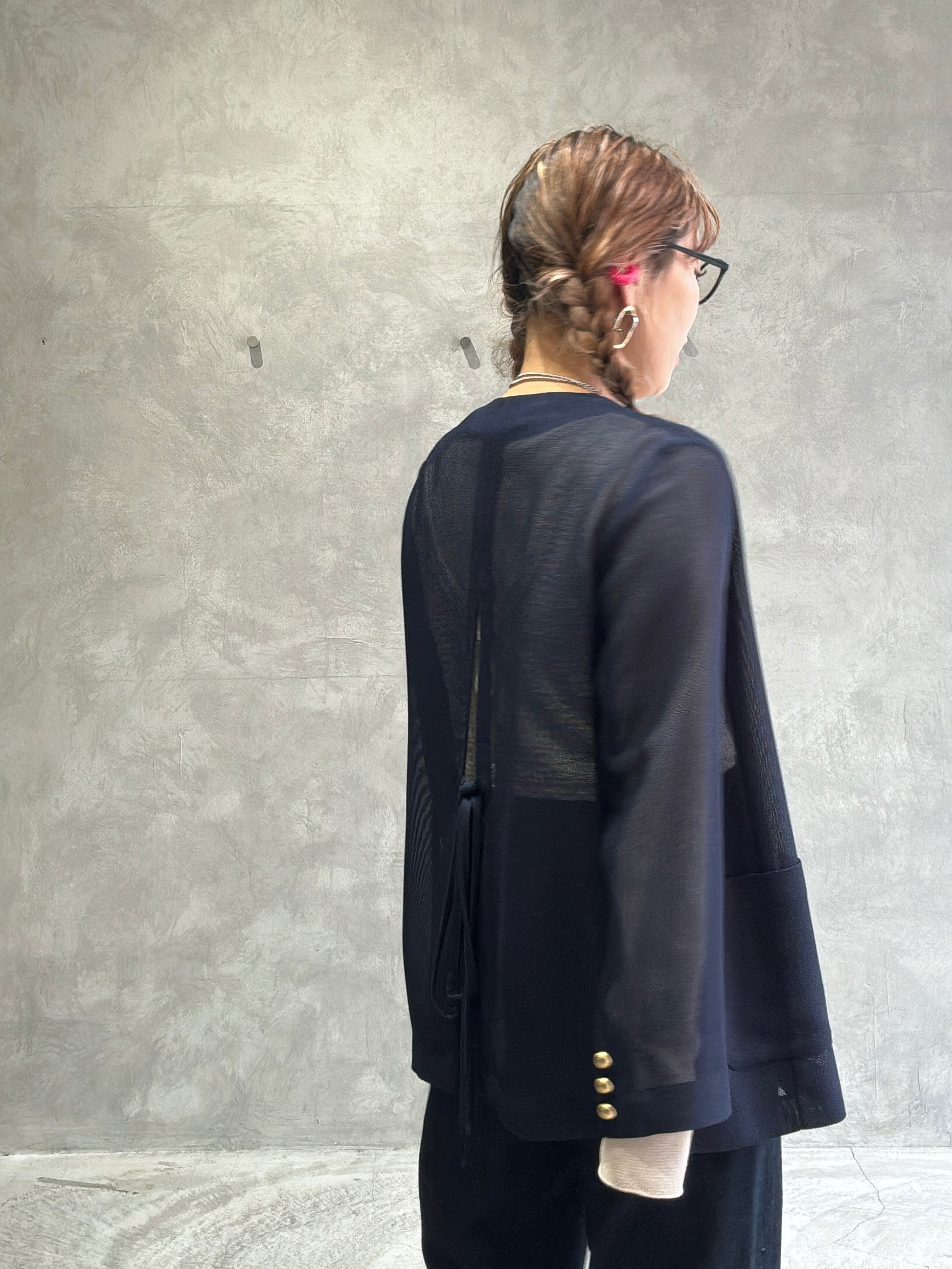 メッシュノーカラージャケット／Dignite collier