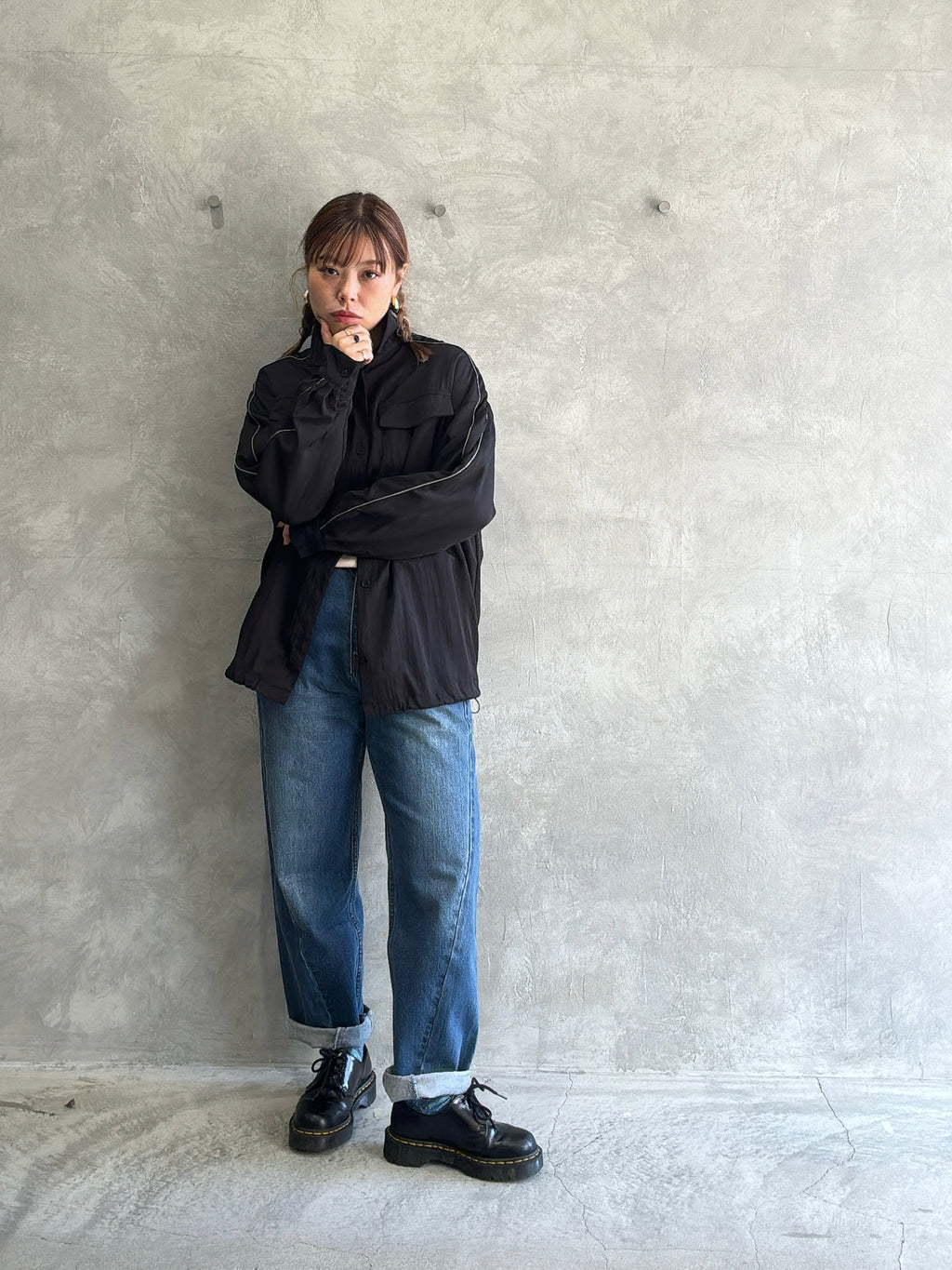 パイピングナイロンシャツ